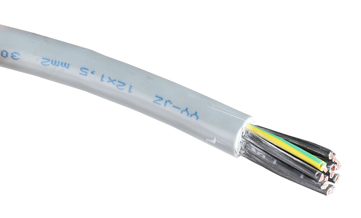 RS PRO Control Cable 12 Cores 1 5 mm² YY Unscreened 50m Grey PVC