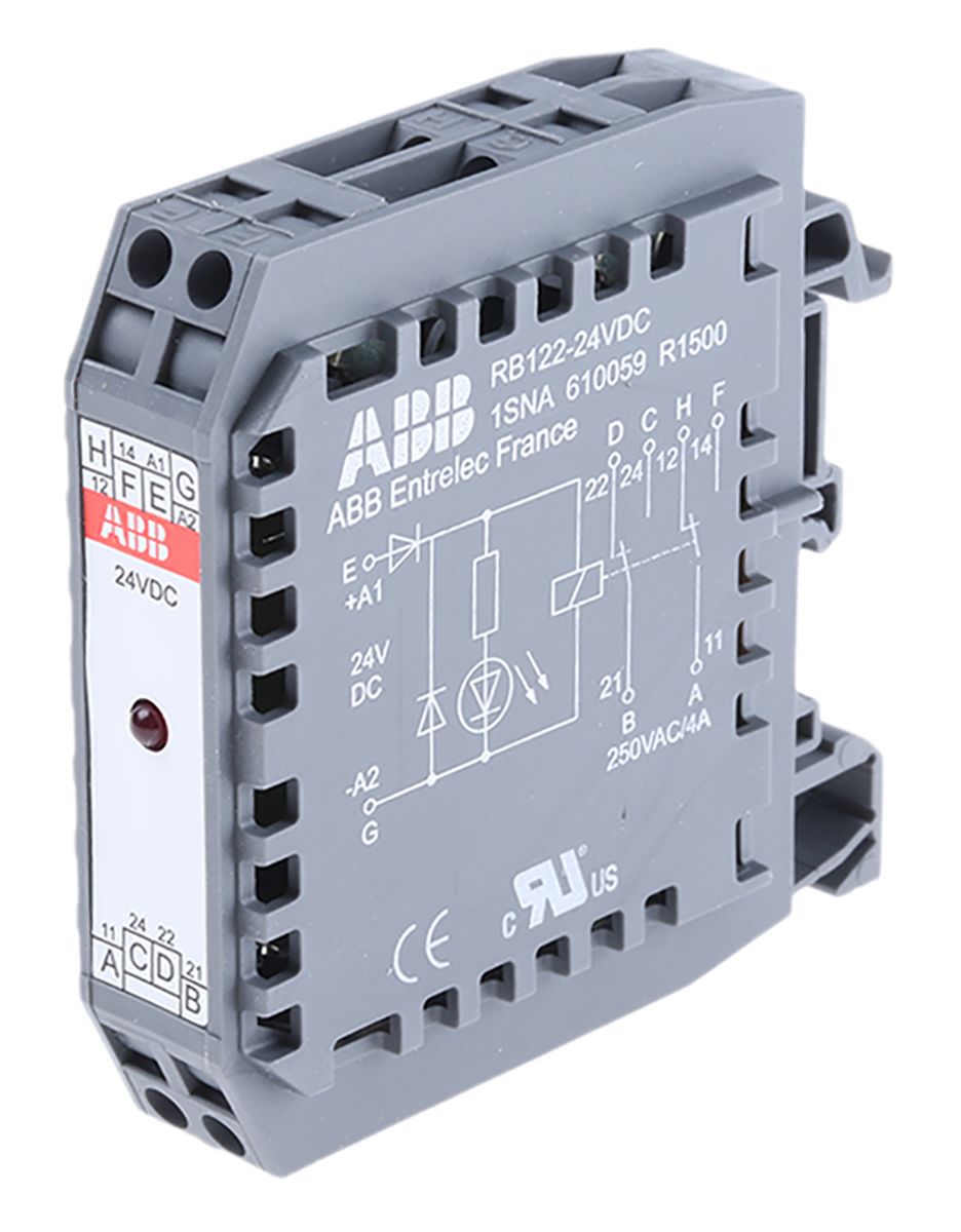 1SNA610059R1500 RB122 2RT 24V 5A ABB DIN Rail Mount Interface Relay