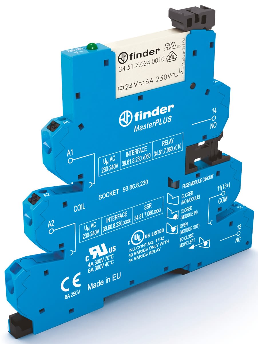 Finder Din Rail Mount Interface Relay V Ac Coil