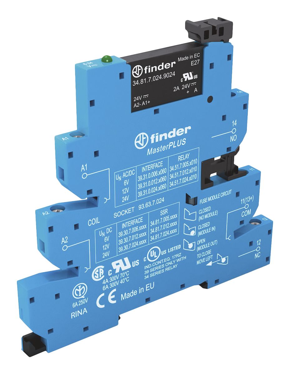 39 30 0 240 9024 Finder DIN Rail Mount Interface Relay 240V Ac Dc