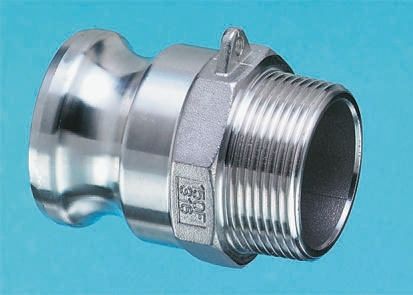 Straight Male Hose Coupling 1-1/2in Part F Cam &amp; Groove Adapter, 1-1/2 in R Male, Stainless Steel