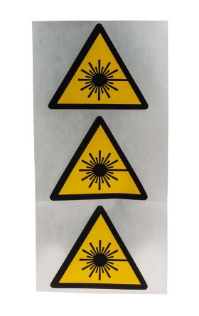 Laser Radiation Hazard Sign with Pictogram Only Vinyl, 50 x 50mm 5 Hazard Warning