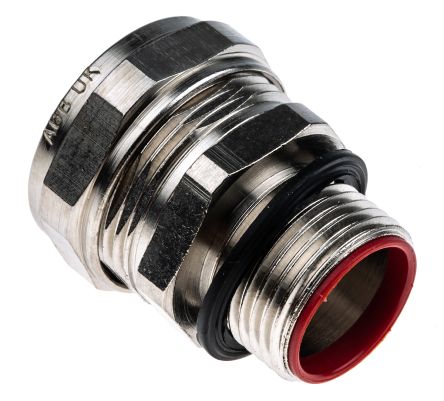 Adaptaflex Swivel Cable Conduit Fitting, Brass Silver Nickel Plated 20mm nominal size IP66, IP67, IP68, IP69K M20