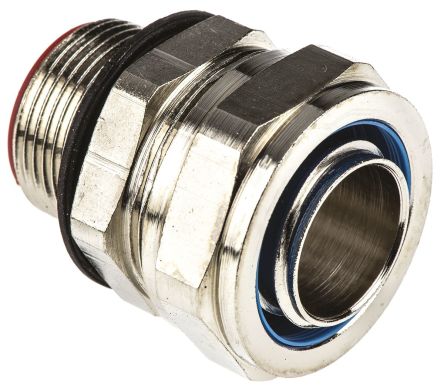 Adaptaflex Swivel Cable Conduit Fitting, Brass Silver Nickel Plated 25mm nominal size IP66, IP67, IP68, IP69K M25