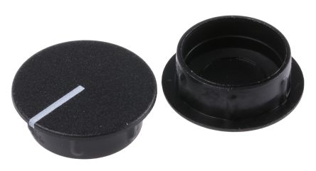 Sifam Potentiometer Knob Cap, Body: Black, Dia. 21mm with a White Indicator