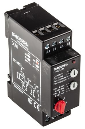 Multi Function Timer Relay, Screw, 0.6 &#8594; 60 min, DPDT, 2 Contacts, DPDT, 10.5 &#8594; 265 V ac/dc