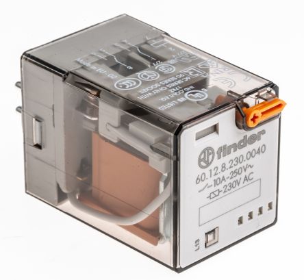 Finder DPDT Plug In Non-Latching Relay, 230V ac Coil 10 A