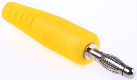 Schutzinger, Yellow 4mm Banana Plug, Nickel Plated, 50V, 16A