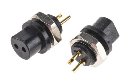 Weald Electronics, Black 1 mm Test Plug &amp; Socket, 3A, 1.6 kV, 2.6 kV Gold Plated