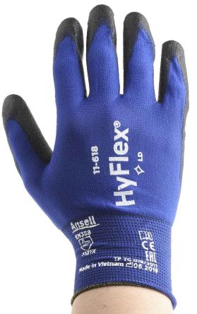 Ansell Black General Purpose Nylon Polyurethane-Coated Reusable Gloves 10 - L