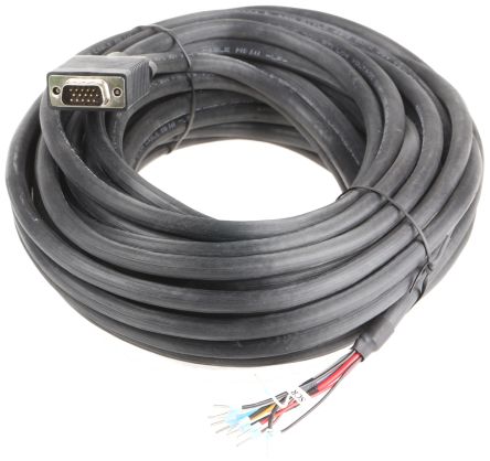 15m CIE Black Video Cable Assembly, Male VGA Ferrule Free End