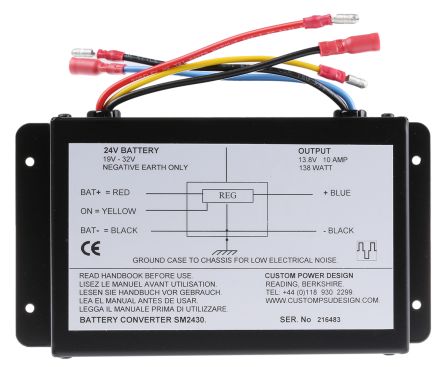 138W Fixed Installation Car Power Adapter, 19 &#8594; 32V dc / 13.8V dc