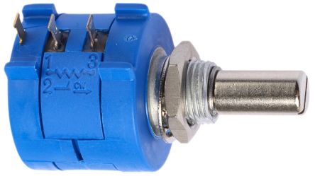 Bourns 3590S Series Wirewound Potentiometer with a 6.35 mm Dia. Shaft 10-Turn, 1k&#937;, &#177;5%, 2W, &#177;50ppm/&#176;C, Panel Mount