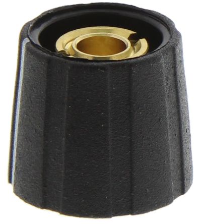Sifam Potentiometer Knob, Body: Black, Dia. 15.5mm with a Grey Indicator, 6.35mm Shaft