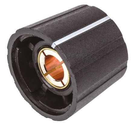 Sifam Potentiometer Knob, Body: Black, Grey, Dia. 21mm with a Grey Indicator, 6mm Shaft