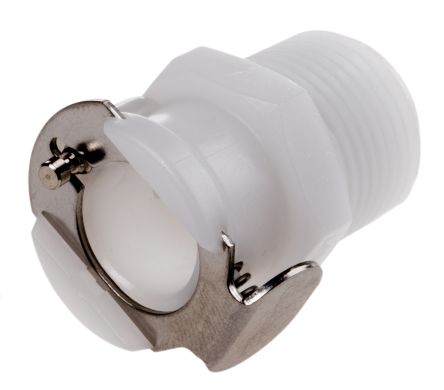 Straight Male Hose Coupling 3/8in Coupling Body - Valved, Thread Mount, 3/8 in R Male, Acetal