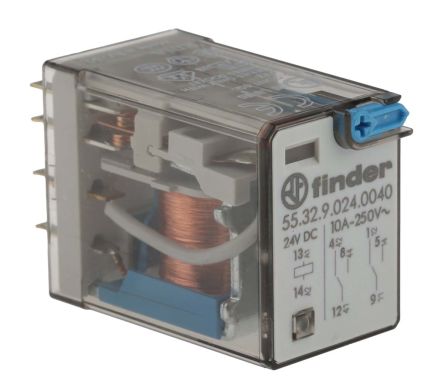 Finder DPDT Plug In Non-Latching Relay, 24V dc Coil 20 A