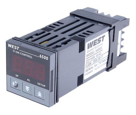 West Instruments N6500 PID Temperature Controller, 48 x 48 (1/16 DIN)mm, 2 Output Relay