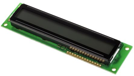 Powertip PC1601LRSL Alphanumeric Transflective LCD Monochrome Display, LED Backlit, 1 Row by 16 Characters, 8-bit I/F