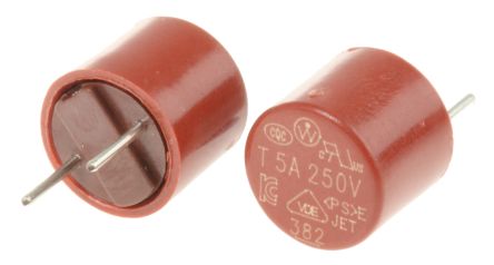 Wickmann 5A Radial T Leaded PCB Mount Fuse, 250V ac