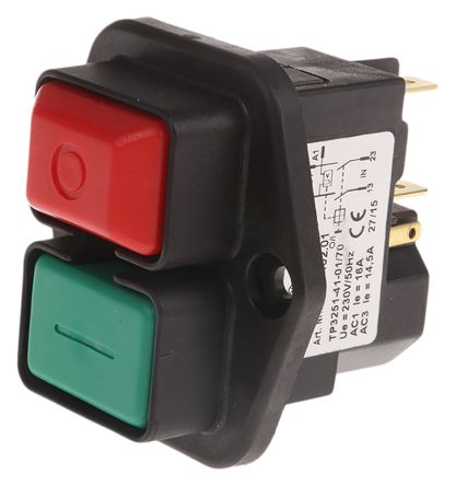 DPST On-Off Push Button Switch, Flange