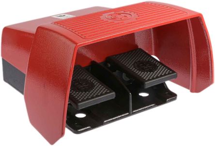 606 Series Emergency Stop Foot Switch with Cover, 2 Pedal, Momentary Contacts, 2NO/2NC