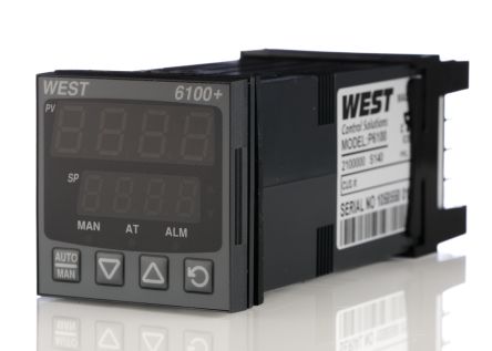 West Instruments P6100 PID Temperature Controller, 48 x 48 (1/16 DIN)mm, 1 Output Relay