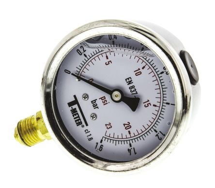 Sferaco 1613002 Analogue Positive Pressure Gauge Bottom Entry 1.6bar, Connection Size G 1/4
