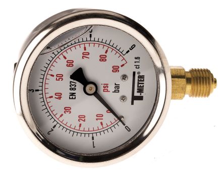Sferaco 1613005 Analogue Positive Pressure Gauge Bottom Entry 6bar, Connection Size G 1/4