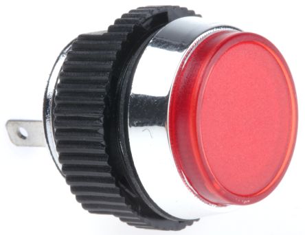 Prominent Indicator Panel Mount, 16mm Mounting Hole Size, Red LED, Tab Termination, 16 mm Lamp Size, 12 &#8594; 14 V