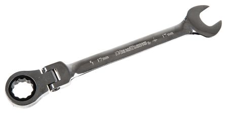 Gear Wrench 17 mm Pivot Head Combination Ratchet Spanner, 226 mm length