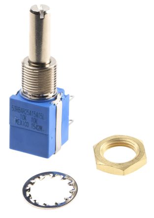 Bourns 53 Series Cermet Potentiometer with a 6 mm Dia. Shaft, 10k&#937;, &#177;10%, 1W, &#177;150ppm/&#176;C, Panel Mount