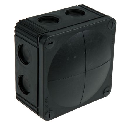 Polypropylene IP66, IP67 Junction Box, 110 x 110 x 66mm, Black