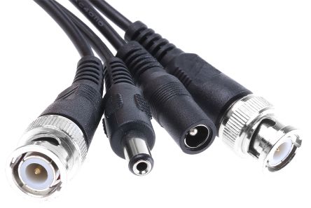 10m Audio Video Mixed Cable Assembly Female DC, Male BNC to Male BNC, Male DC Male BNC Male DC
