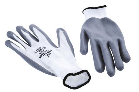 BM Polyco Matrix White General Purpose Nylon Nitrile-Coated Reusable Gloves 10 - L