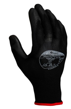BM Polyco Black General Purpose Nylon Polyurethane-Coated Reusable Gloves 9 - M