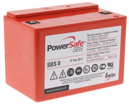 Enersys PowerSafe SBS8 12V Lead Acid Battery, 7Ah