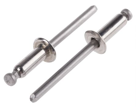 14mm Plain Stainless Steel Blind Rivet, 4.8mm diameter, 6.4 &#8594; 9.5 mm Thickness