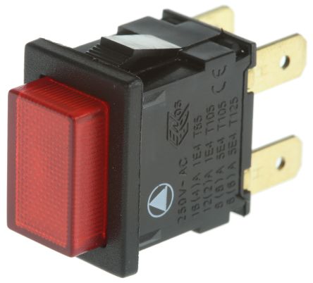 DPST On-Off Miniature Push Button Switch, IP65, 12.9 x 19.8mm, Panel Mount Red LED