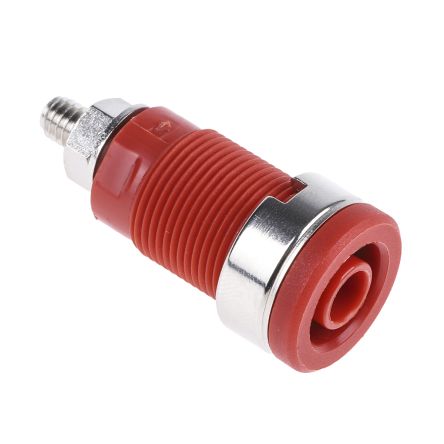 Schutzinger, Red 4mm Socket, Nickel Plated, 1kV, 32A