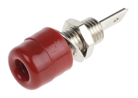 Schutzinger, Red 4mm Socket, Nickel Plated, 30 V ac, 60 V dc, 32A