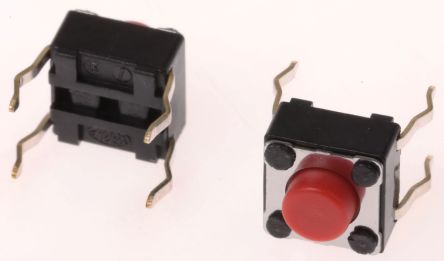Red Stem Tact Switch, SPST-NO 50 mA 5mm