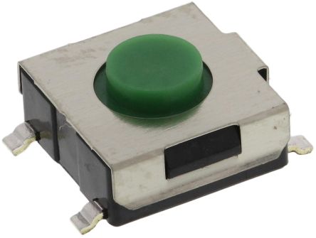 Green Stem Tact Switch, SPST-NO 50 mA 3.1mm