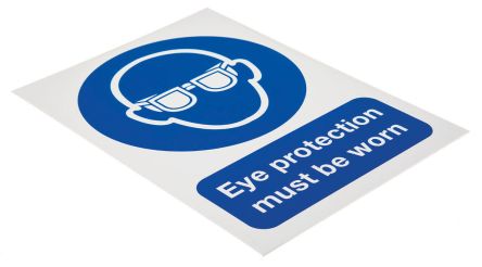 Signs &amp; Labels PP Rigid Plastic Mandatory Eye Protection Sign with English Text, 148 x 210mm