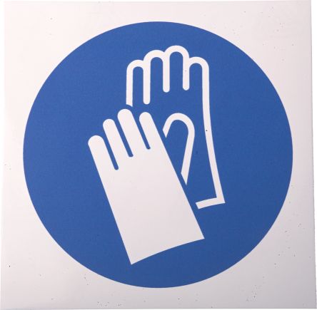 Signs &amp; Labels Vinyl Mandatory Protective Gloves Sign, 150 x 150mm