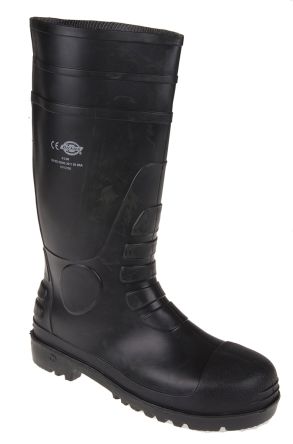 Dickies Wellington Safety Boots - UK 8, Steel Toe Cap, Black