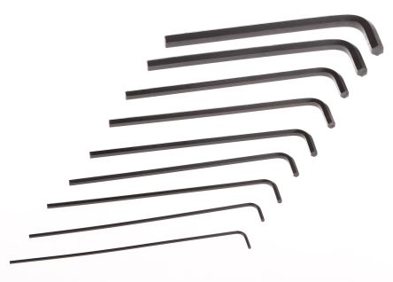 Allen L Shape Long Arm Hex Key Set 9 pieces Nickel Chromium Steel