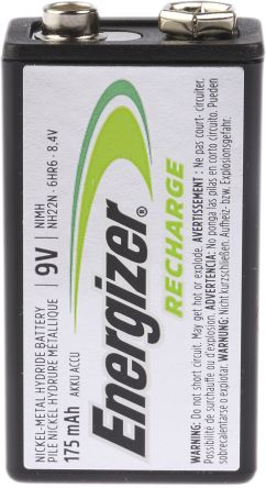 Energizer 175mAh NiMH 9V Rechargeable Battery