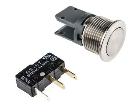 SPDT Momentary Push Button Switch, IP67, Panel Mount