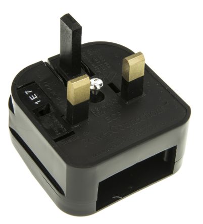 PowerConnections Europe Plug Adapter with European Plug and Type G - British 3-pin, Rated At 3A